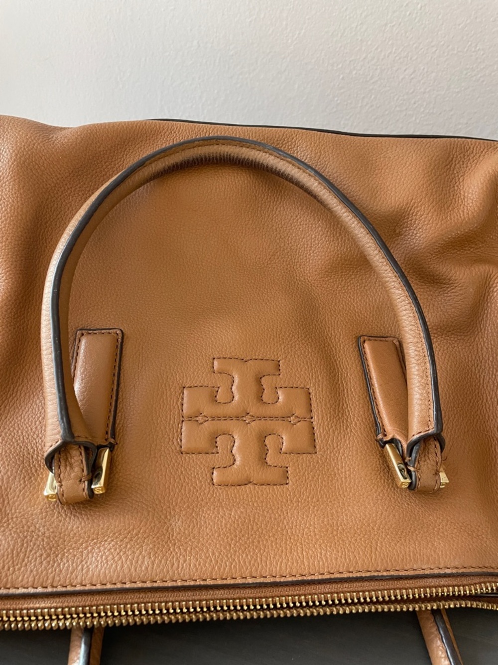 Tory Burch Cognac Leather Satchel with Gold Hardware - Picture 8 of 9